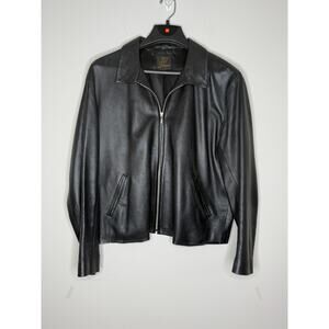 VNTG JJ Williams Unisex Leather Coat Sz XXL Full Zip London